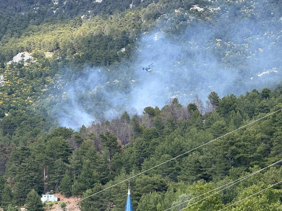 Kaş ilçesinde ormanlık alanda yangın çıktı