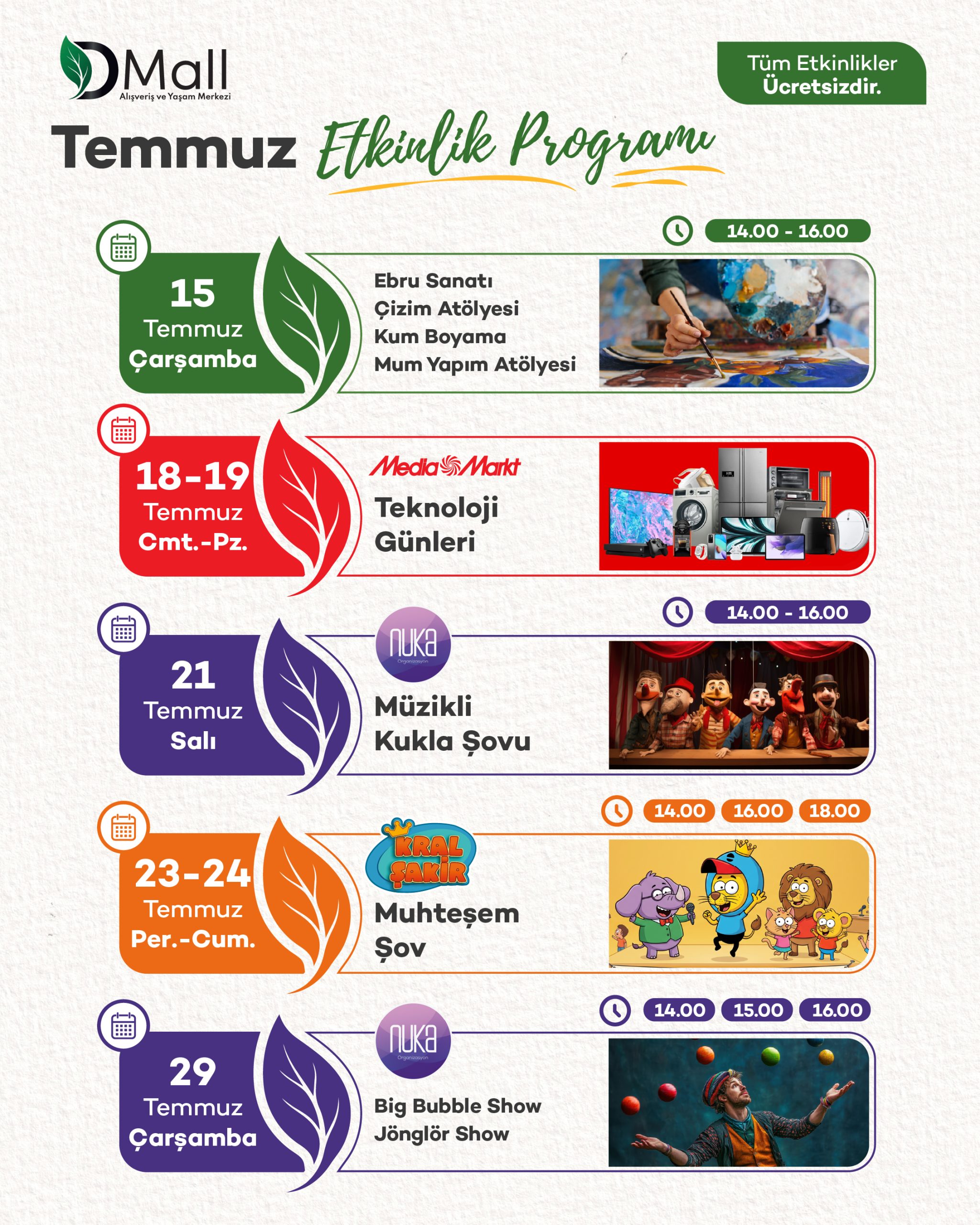 DMALL AVM’de her hafta yeni bir etkinlik