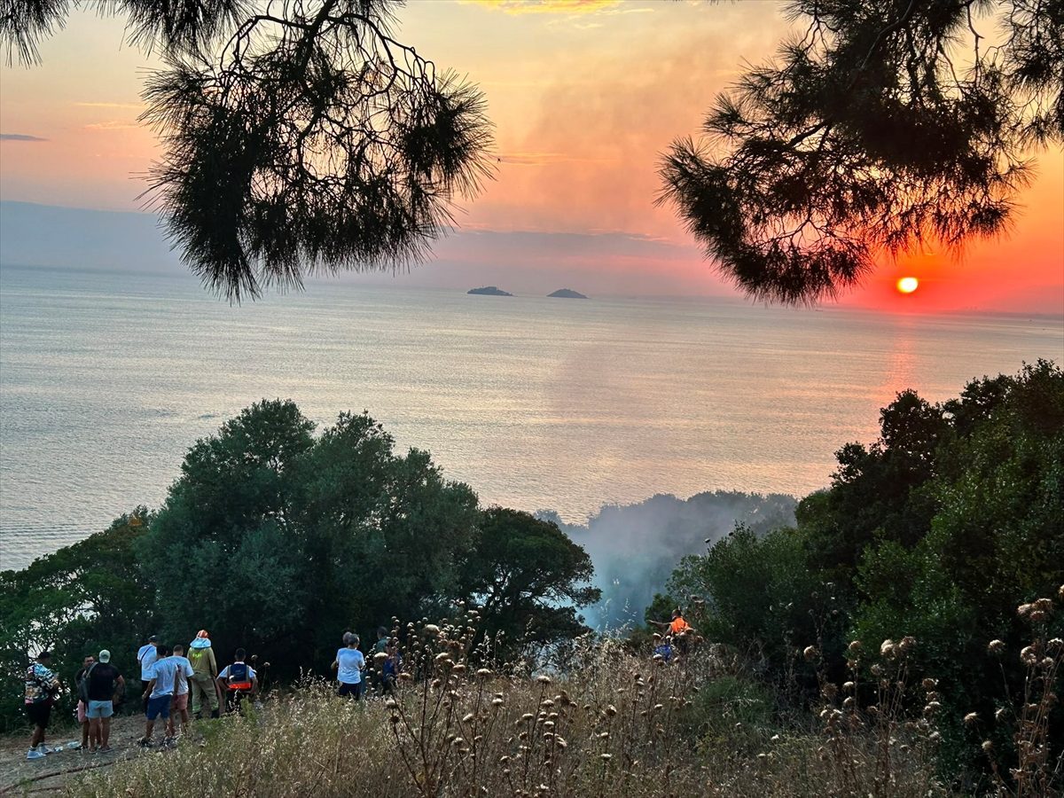 Büyükada’da plajdaki restoranda başlayıp ormanlık alana sıçrayan yangına müdahale ediliyor