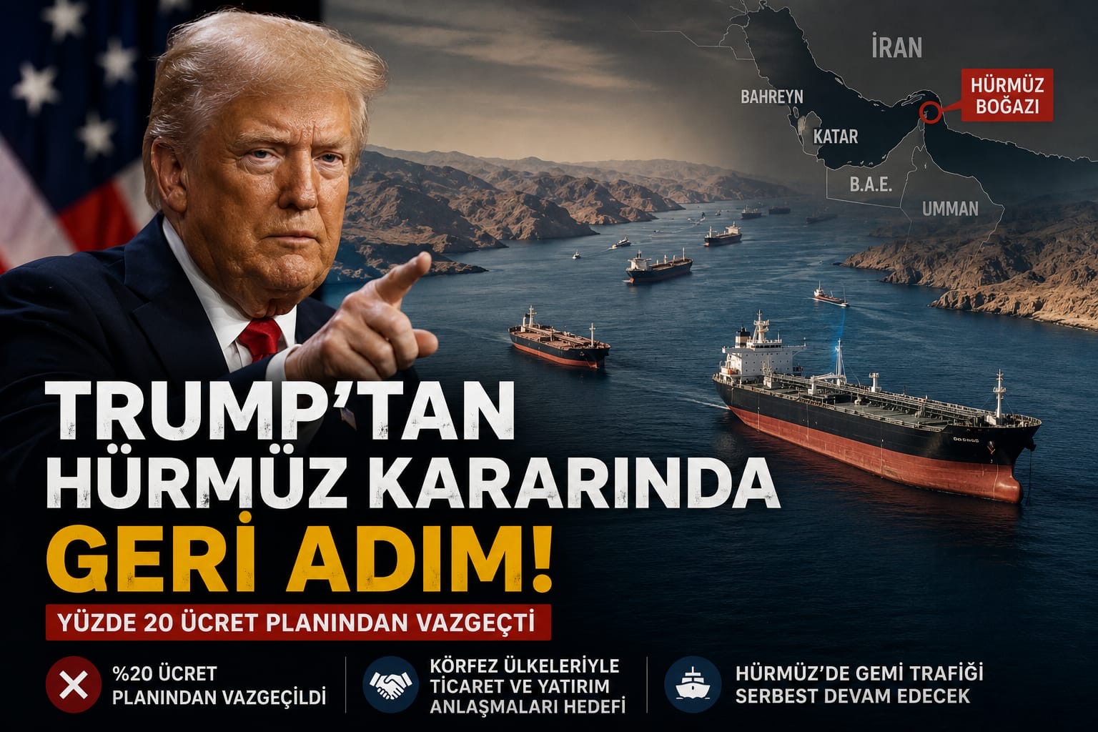 Trump’tan Hürmüz Kararında Geri Adım: Yüzde 20 Ücret Planından Vazgeçti