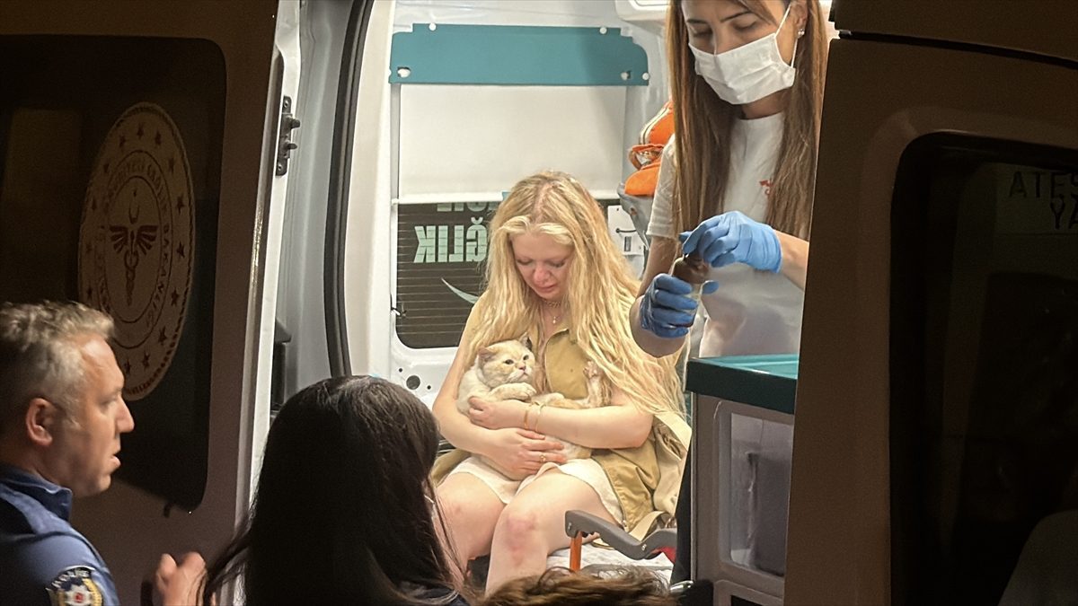 Eskişehir’de yangında ayakları yanan kediye ilk müdahale ambulansta yapıldı
