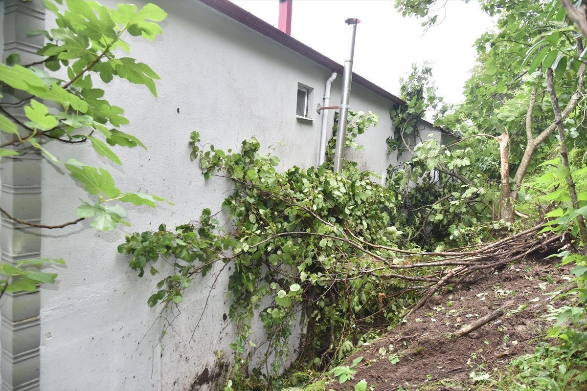 Giresun’da heyelan nedeniyle bir evde hasar oluştu