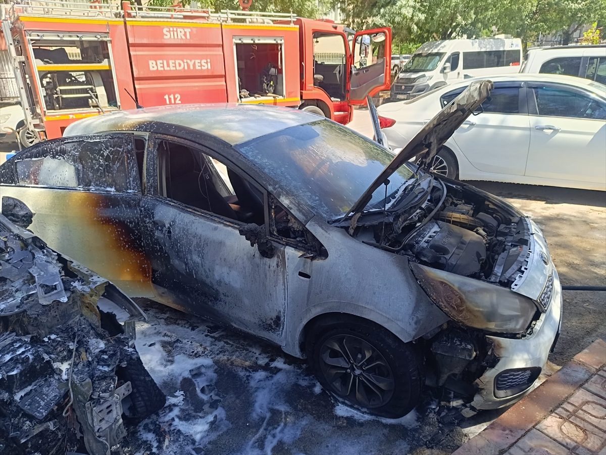 Siirt’te park halindeki 2 araç yandı