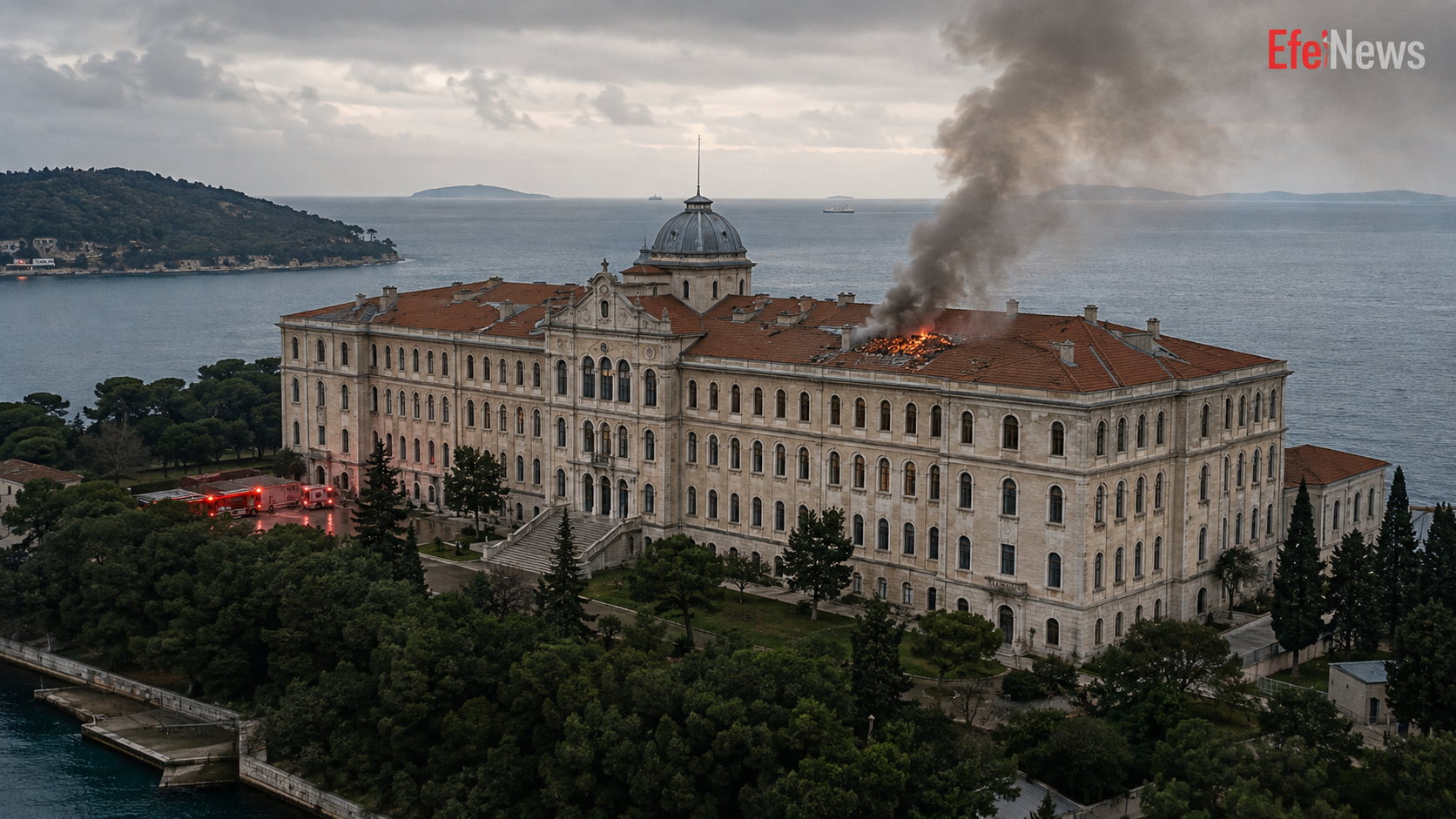 Heybeliada Deniz Harp Okulu’nda çatı yangını