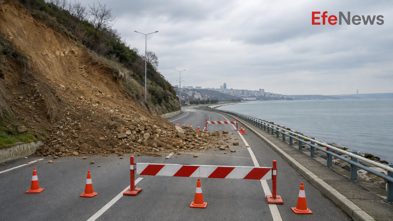 Büyükçekmece’de Toprak Kayması: Sahil Yolunun Bir Bölümü Kapatıldı