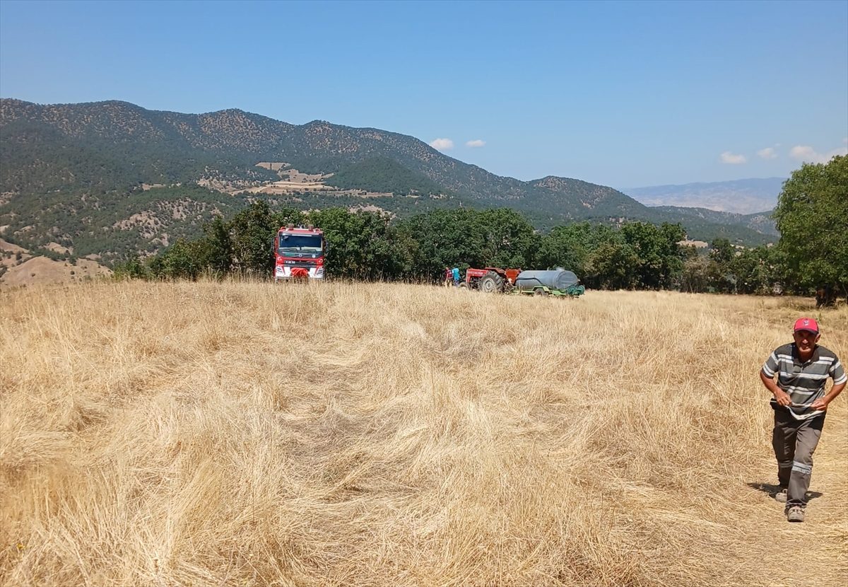 Çorum’da ağaçlık alana sıçrayan yangına müdahale ediliyor