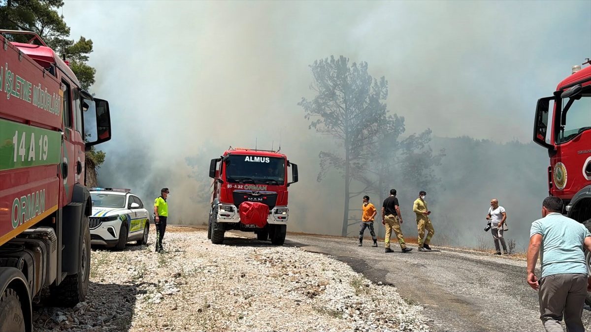 GÜNCELLEME – Antalya’nın Alanya ilçesinde ormanlık alanda yangın çıktı