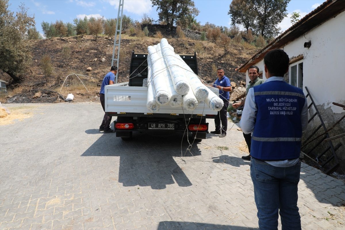 Muğla Büyükşehir Belediyesi, Seydikemer’de yangından etkilenen üreticilere destekte bulundu